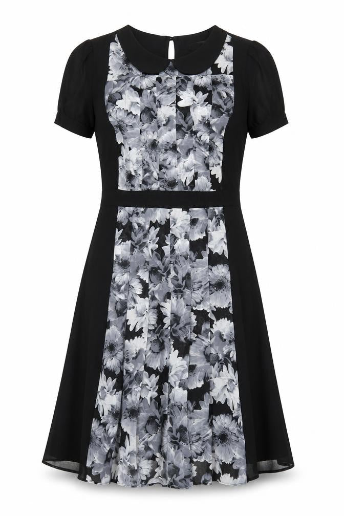 Marks & Spencer Womens Black Floral Hi-Low Fit & Flare Dress Size 12
