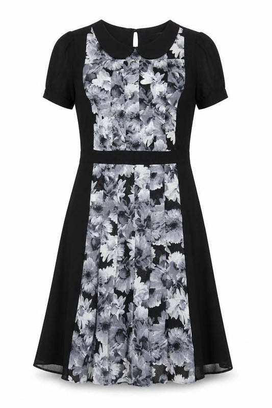 Marks & Spencer Womens Black Floral Hi-Low Fit & Flare Dress Size 12
