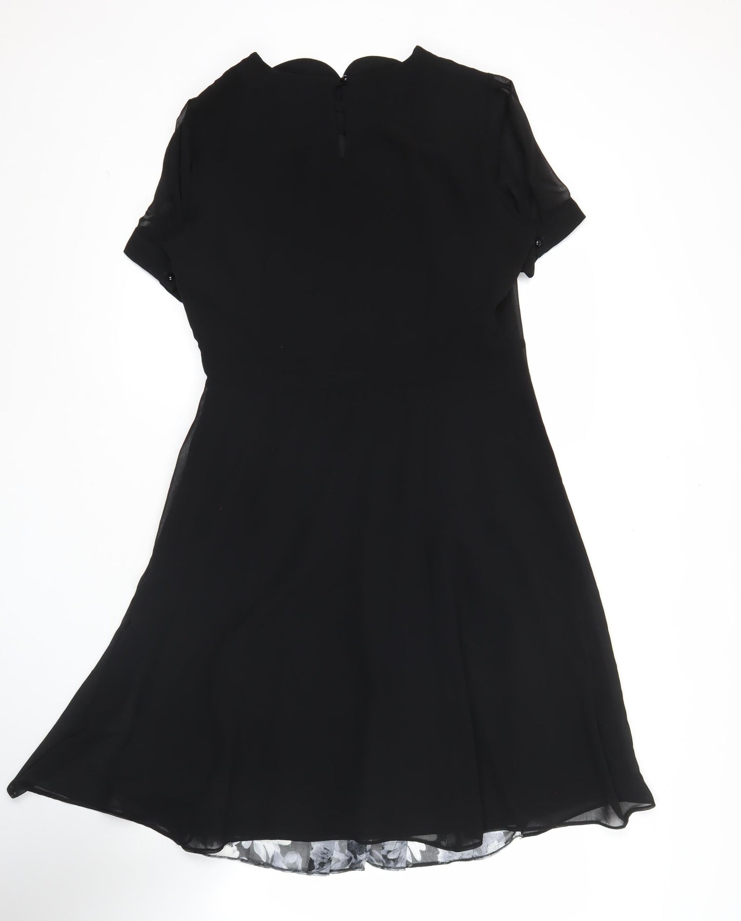 Marks and Spencer Womens Black Floral Hi-Low Fit & Flare Dress Size 12