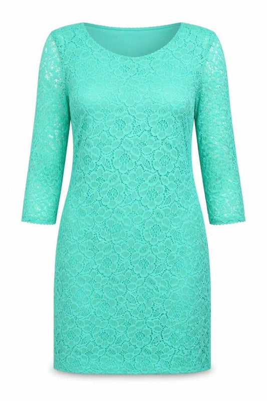Marks & Spencer Womens Green Lace Sheath Dress UK 12 Short 3/4 Sleeve