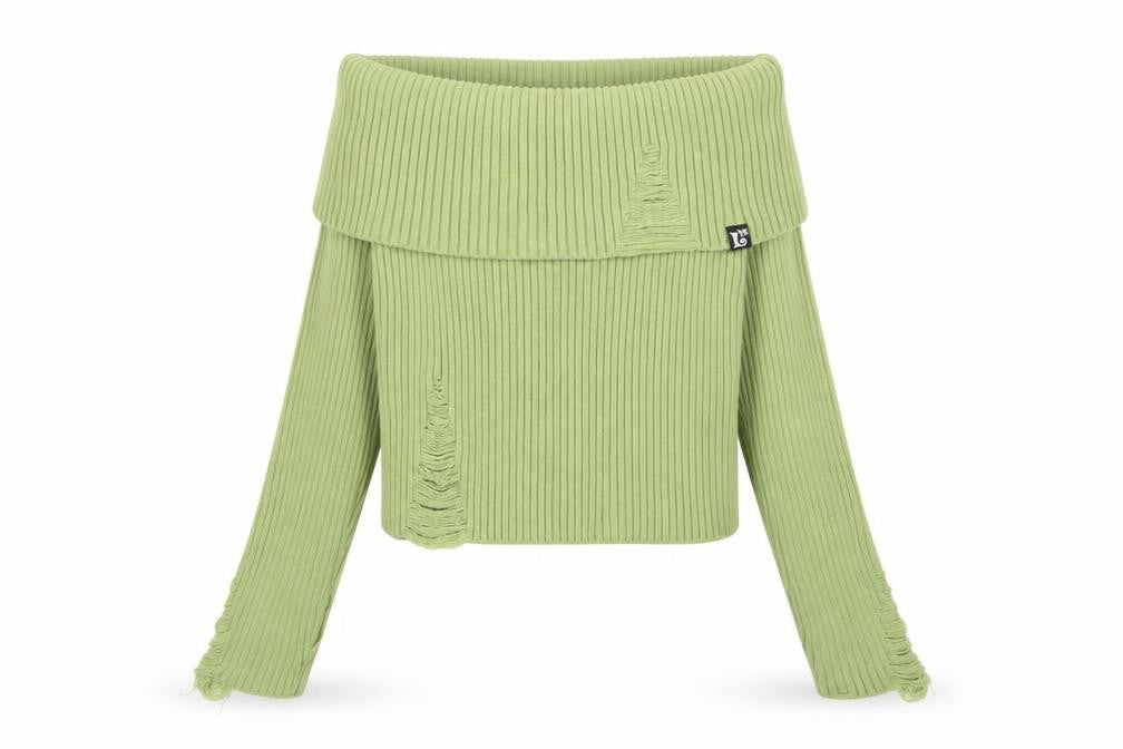 Luvistrue Womens Green Cowl Neck Rib Knit Pullover Jumper One Size