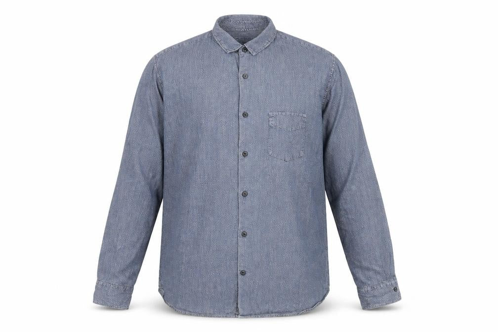 RJR.John Rocha Mens Blue M Long Sleeve Cotton Geometric Shirt