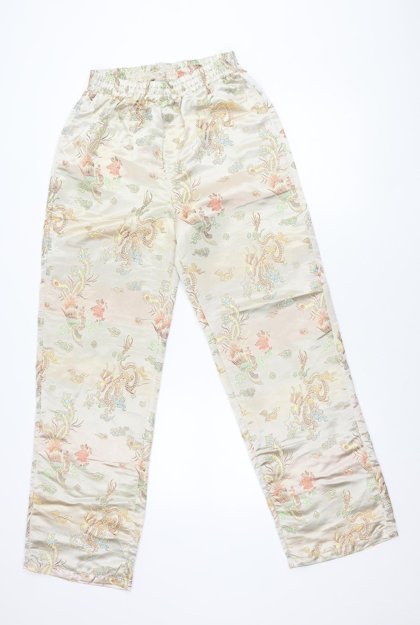 ASOS Women’s Beige Satin Paisley Straight Trousers Size 8