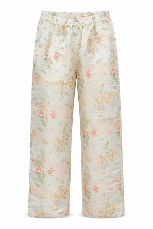 ASOS Women’s Beige Satin Paisley Straight Trousers Size 8