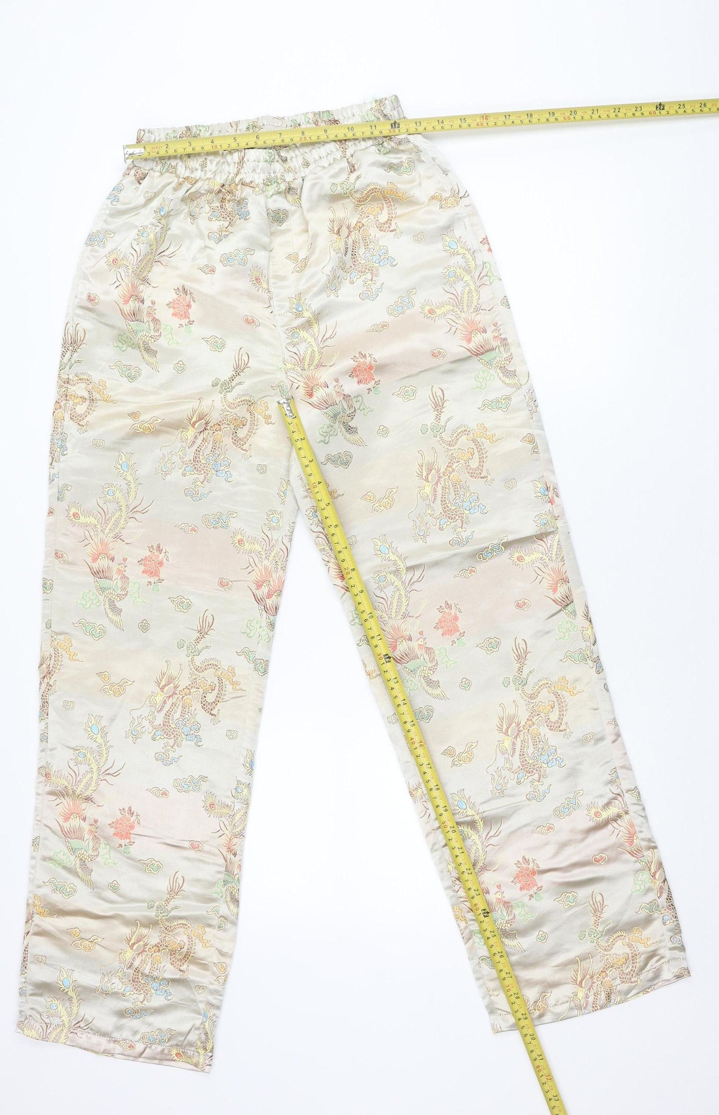 ASOS Women’s Beige Satin Paisley Straight Trousers Size 8