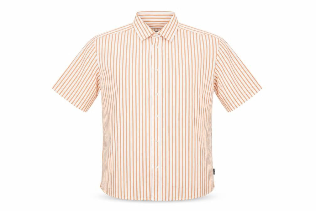 Only & Sons Mens White Orange Stripe Short Sleeve Regular Fit Shirt L