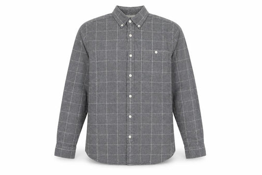 Hammond & Co Men’s Grey Check Button-Down Long Sleeve Cotton Shirt S