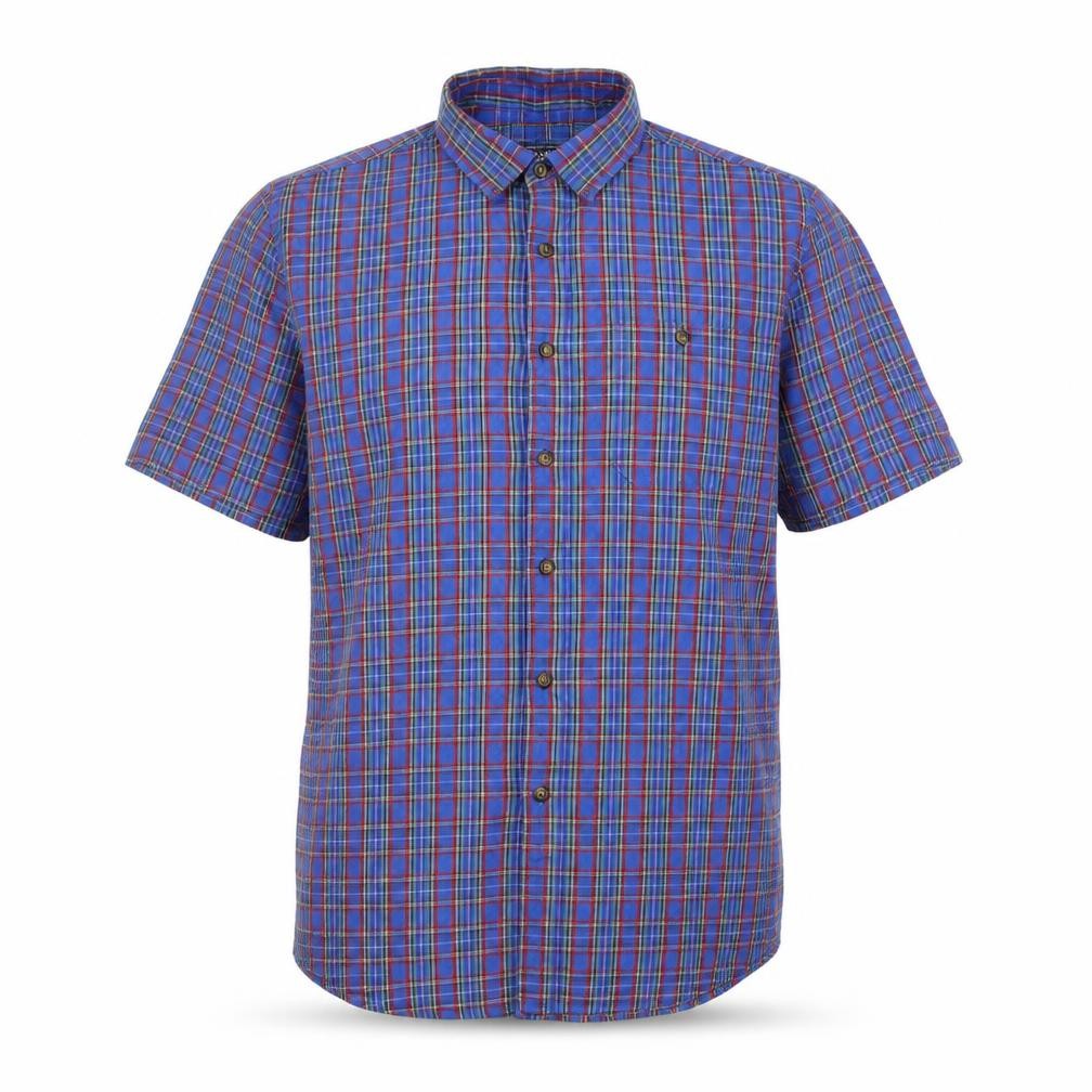 Topman Men’s Blue Check Cotton Button-Up Shirt L Classic Fit