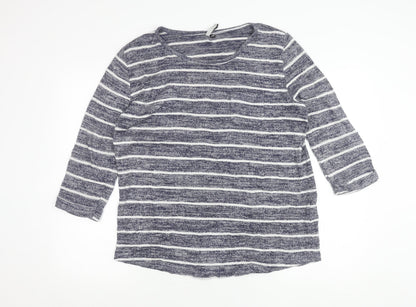 Intuition Women’s Blue Striped Pullover Jumper Size 14/16 3/4 Sleeve