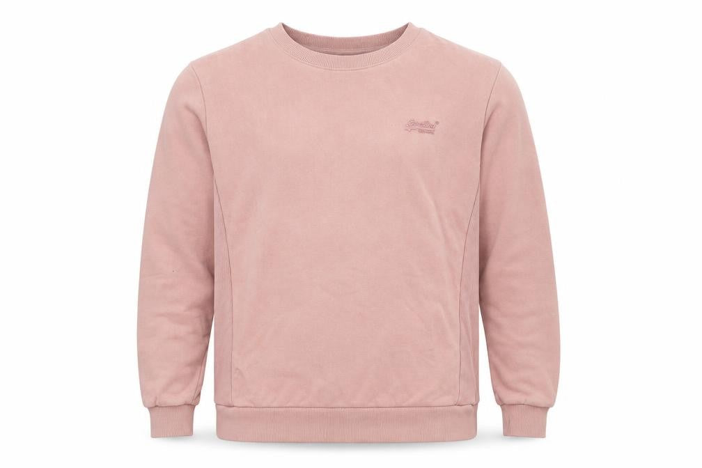 Superdry Men’s Pink Pullover Sweatshirt M Crew Neck Long Sleeve Logo