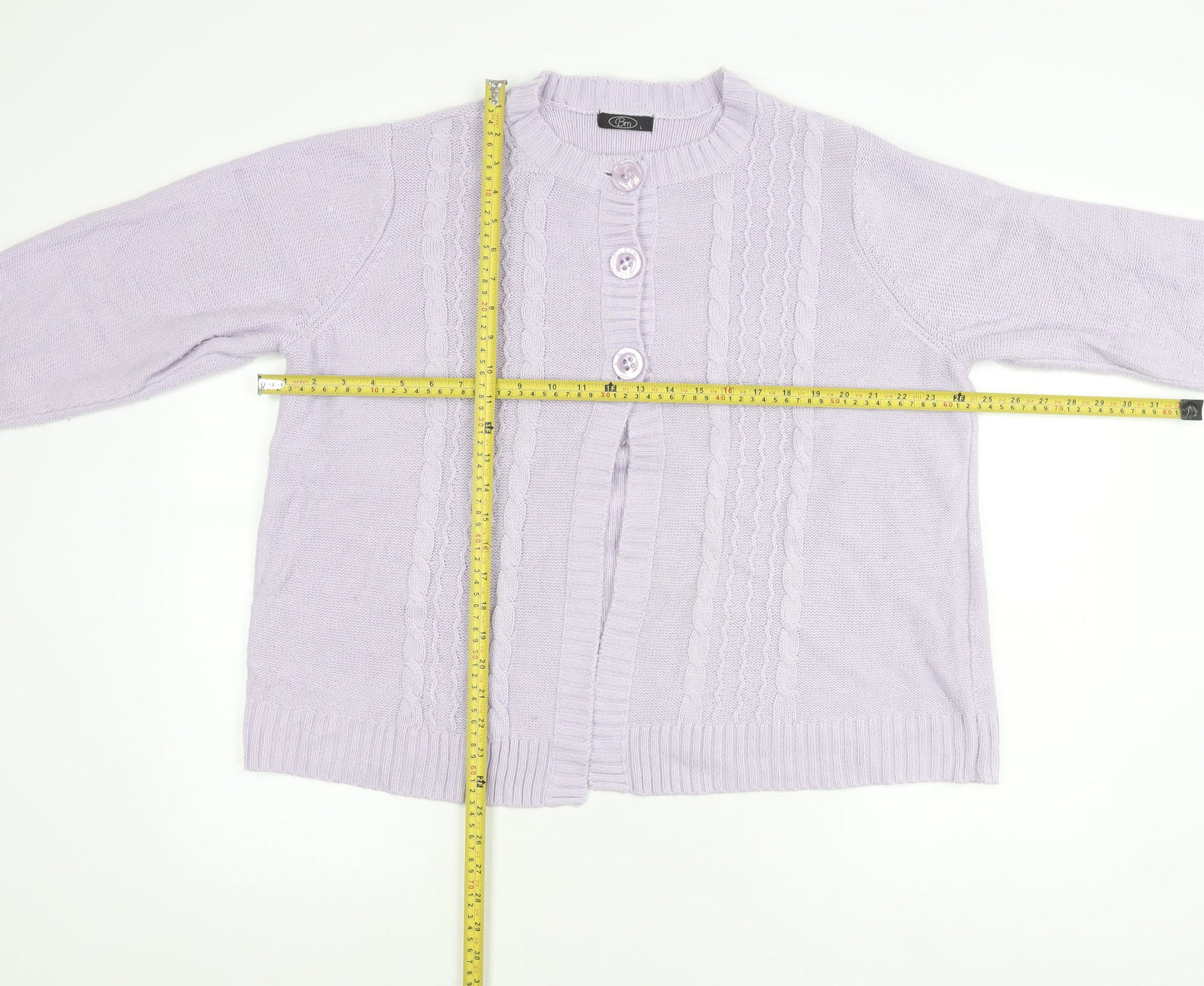 Bm Womens Purple Acrylic Cable Knit Cardigan Size L
