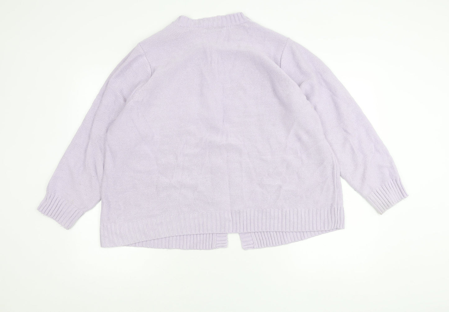 Bm Womens Purple Acrylic Cable Knit Cardigan Size L
