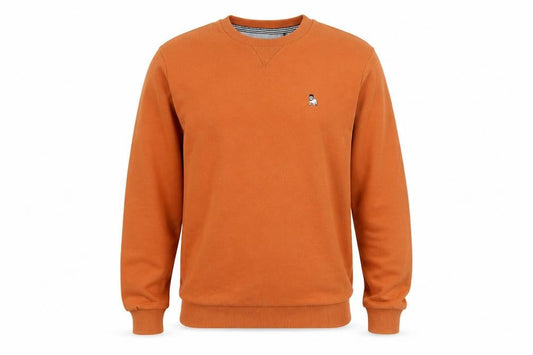 Spitalfields Men’s Orange Crew Neck Sweatshirt M Cotton Blend