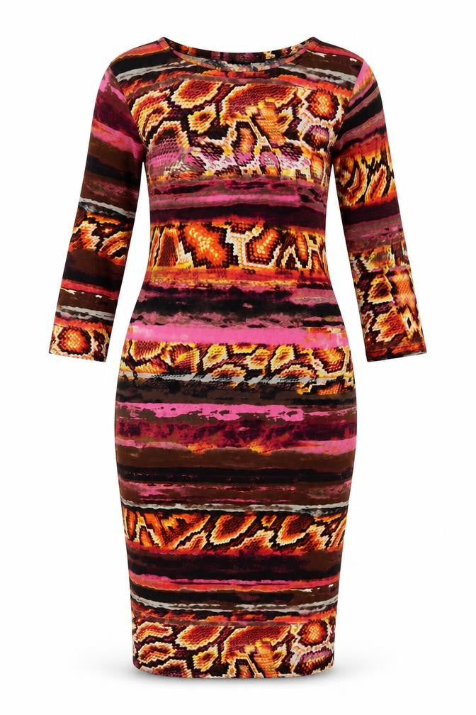 Zuppe Women’s Multicoloured Animal Print Bodycon Midi Dress Size 2