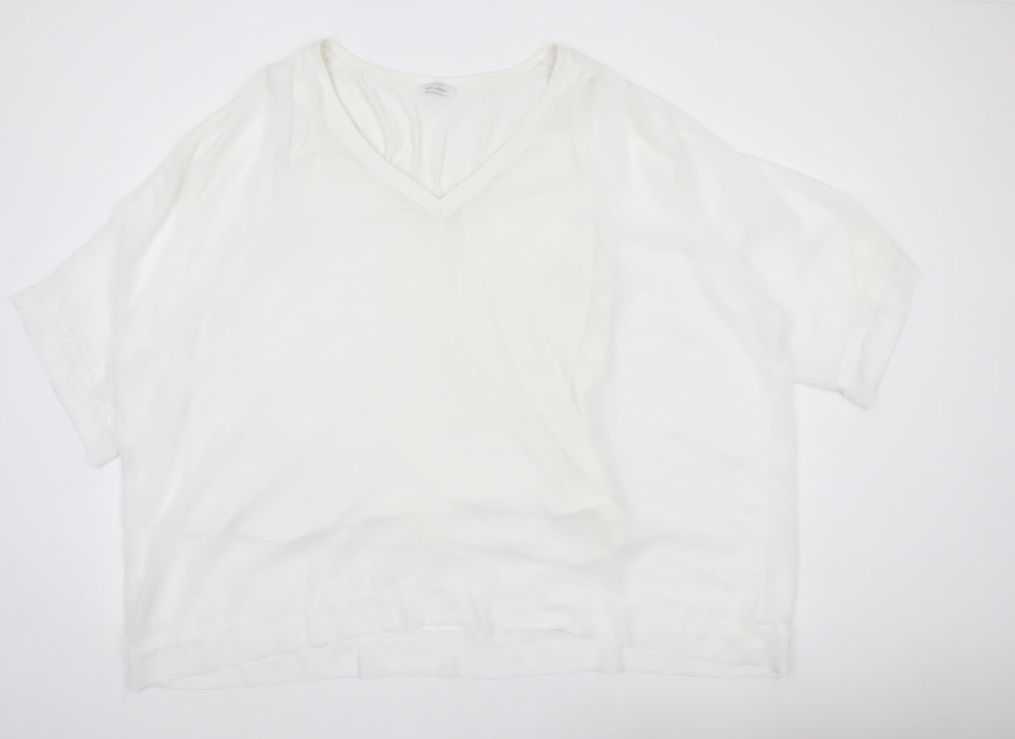 Yours Women White Plus Size 22 V-Neck Short Sleeve Blouse