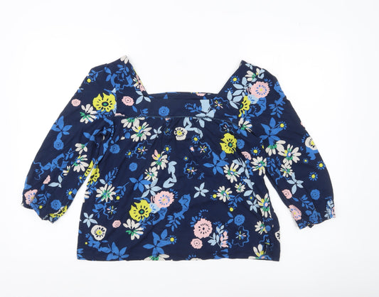 Lily & Me Womens Blue Floral Tunic Blouse UK 12 3/4 Sleeve