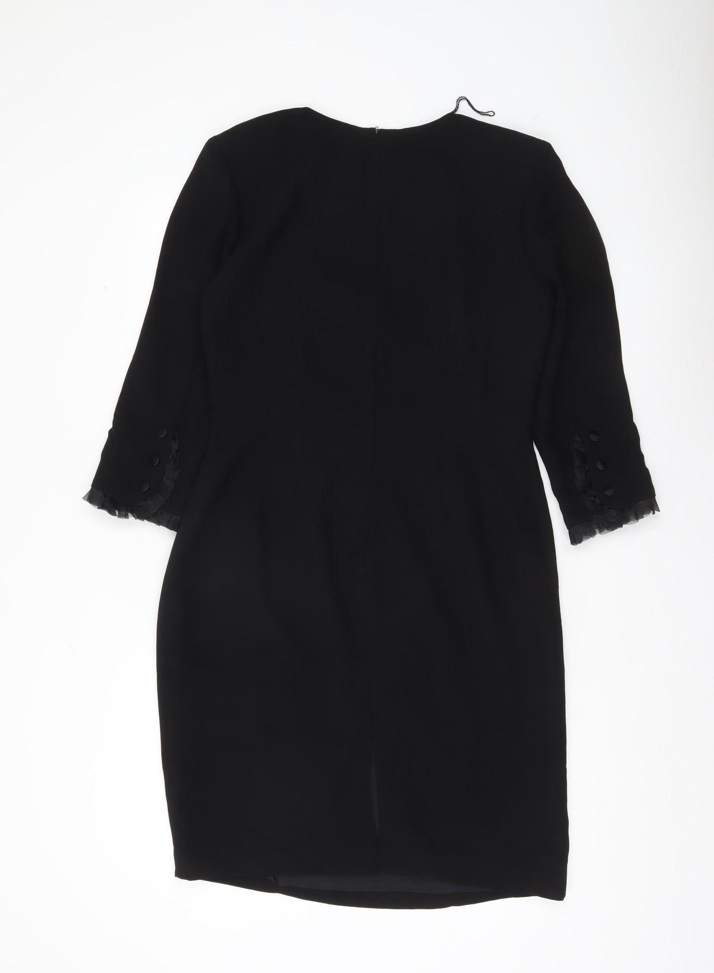 Donna Morgan Women’s Black Sheath Dress Size 8 Knee Length 3/4 Sleeve