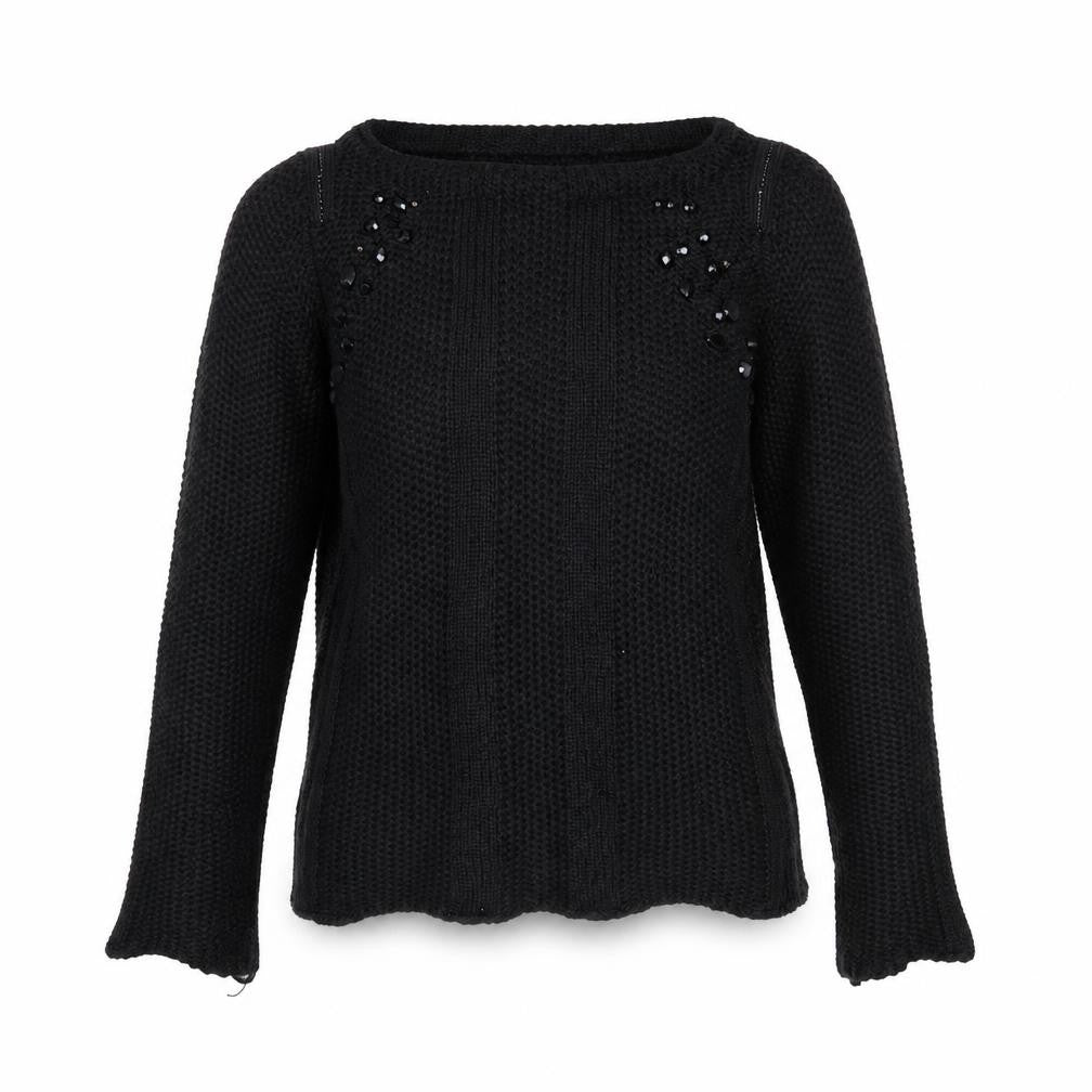 Zara Women’s Black Beaded Knit Pullover Jumper Size S
