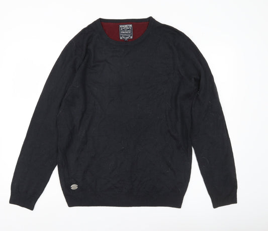 Kensington Eastside Men Black M Crew Neck Pullover Jumper Knit