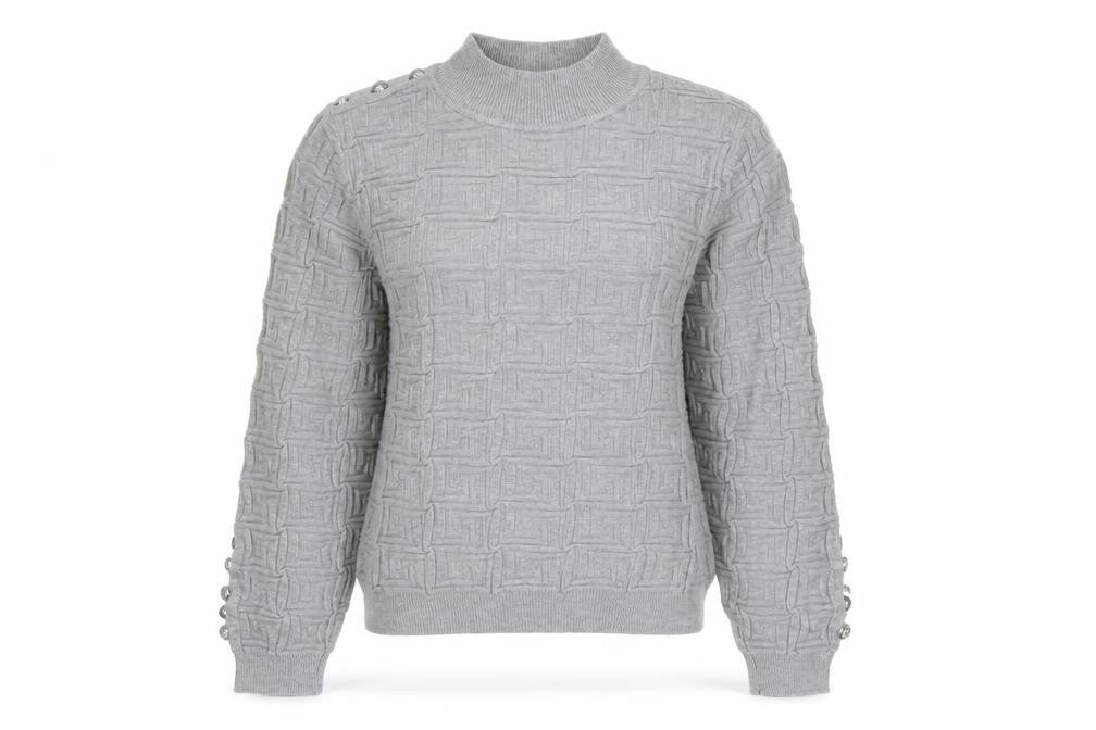 May by Shining Star Women’s Grey Mock Neck Pullover Jumper One Size