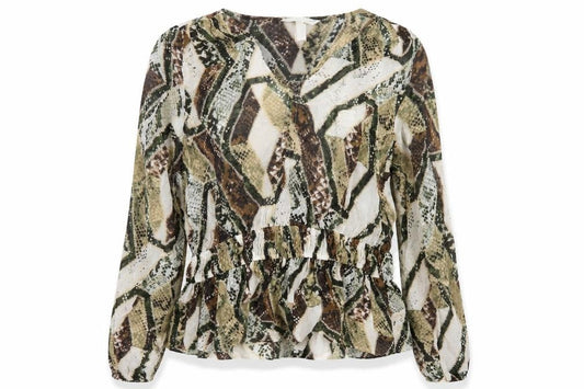 H&M Womens Multicoloured Animal Print Viscose Blouse UK 10