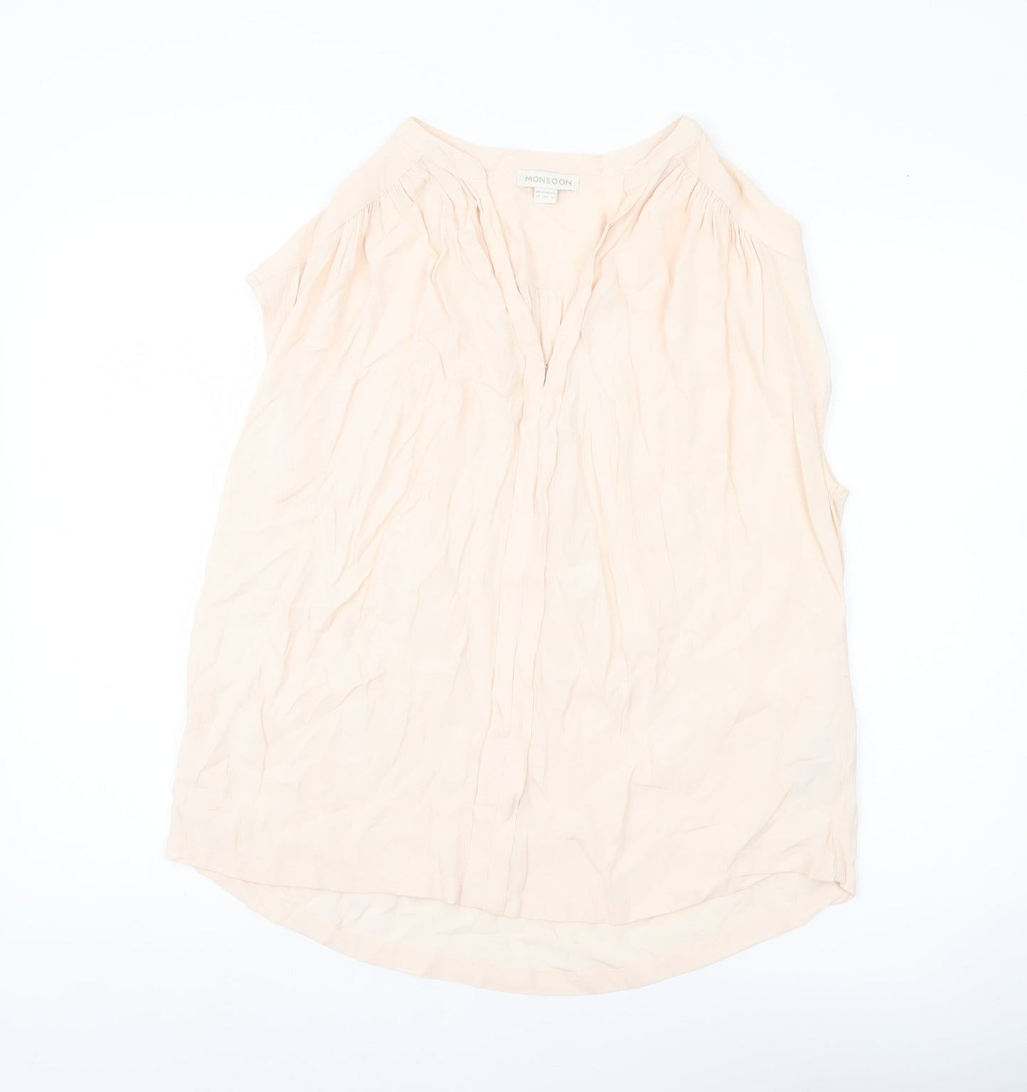 Monsoon Women’s Beige Viscose Sleeveless Blouse UK 14