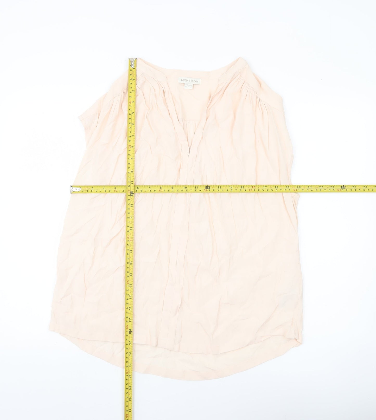 Monsoon Women’s Beige Viscose Sleeveless Blouse UK 14