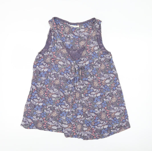 White Stuff Women’s Multicoloured Floral Butterfly Viscose Tunic Tank Top Size 12