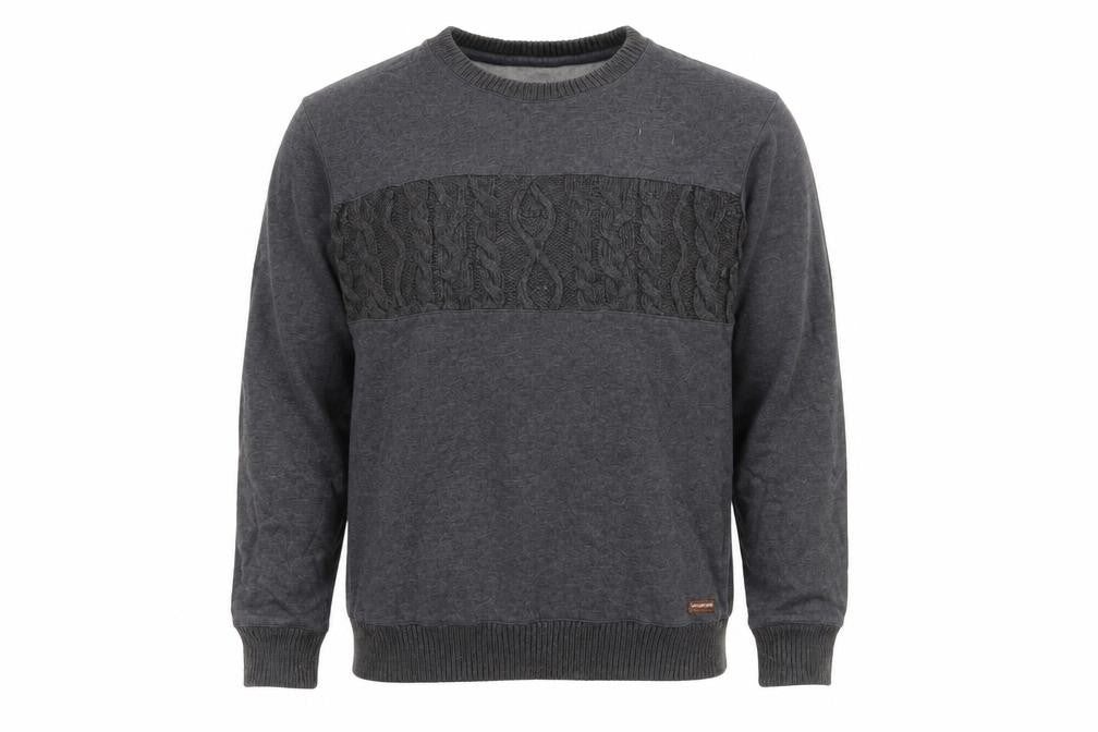 Common People Men’s Grey Pullover Sweatshirt M Cable Knit Panel