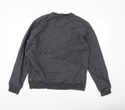 Common People Men’s Grey Pullover Sweatshirt M Cable Knit Panel