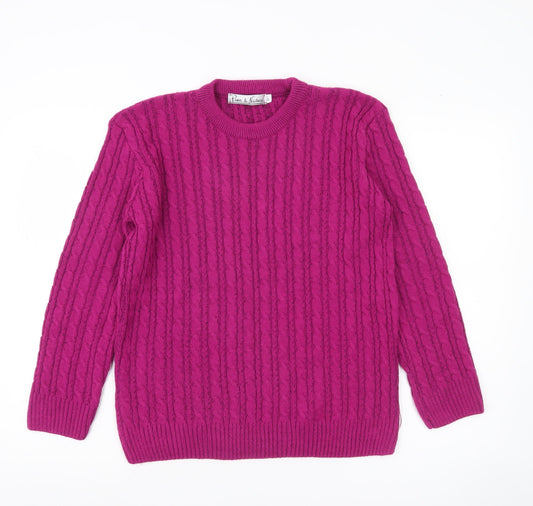 Pure & Natural Womens Purple Cable-Knit Jumper Size 2 M/L
