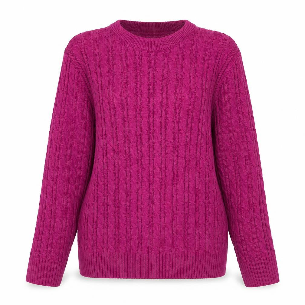 Pure & Natural Womens Purple Cable-Knit Jumper Size 2 M/L