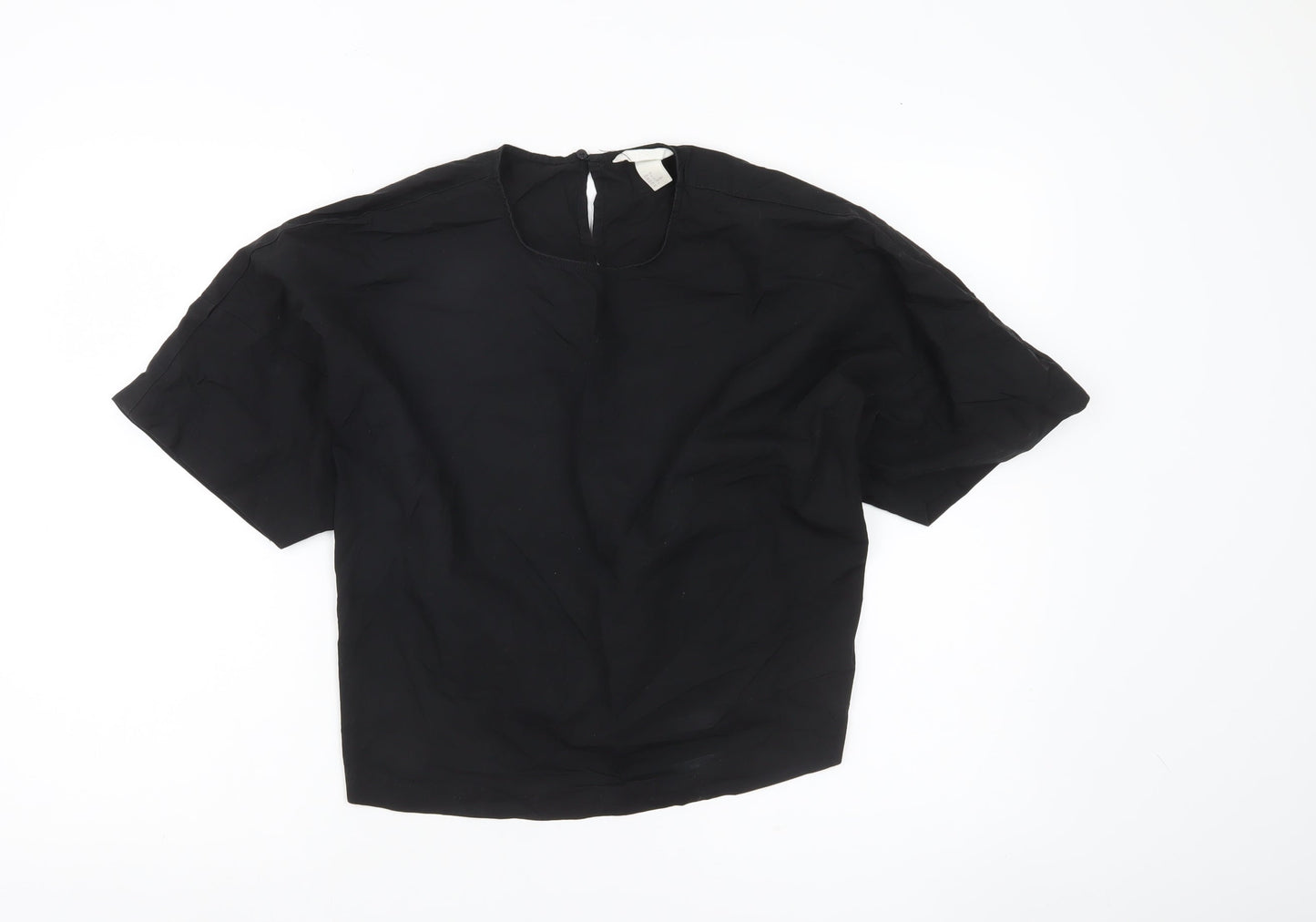 H&M Womens Black Size 10 Blouse Dolman Lace Up Viscose Top