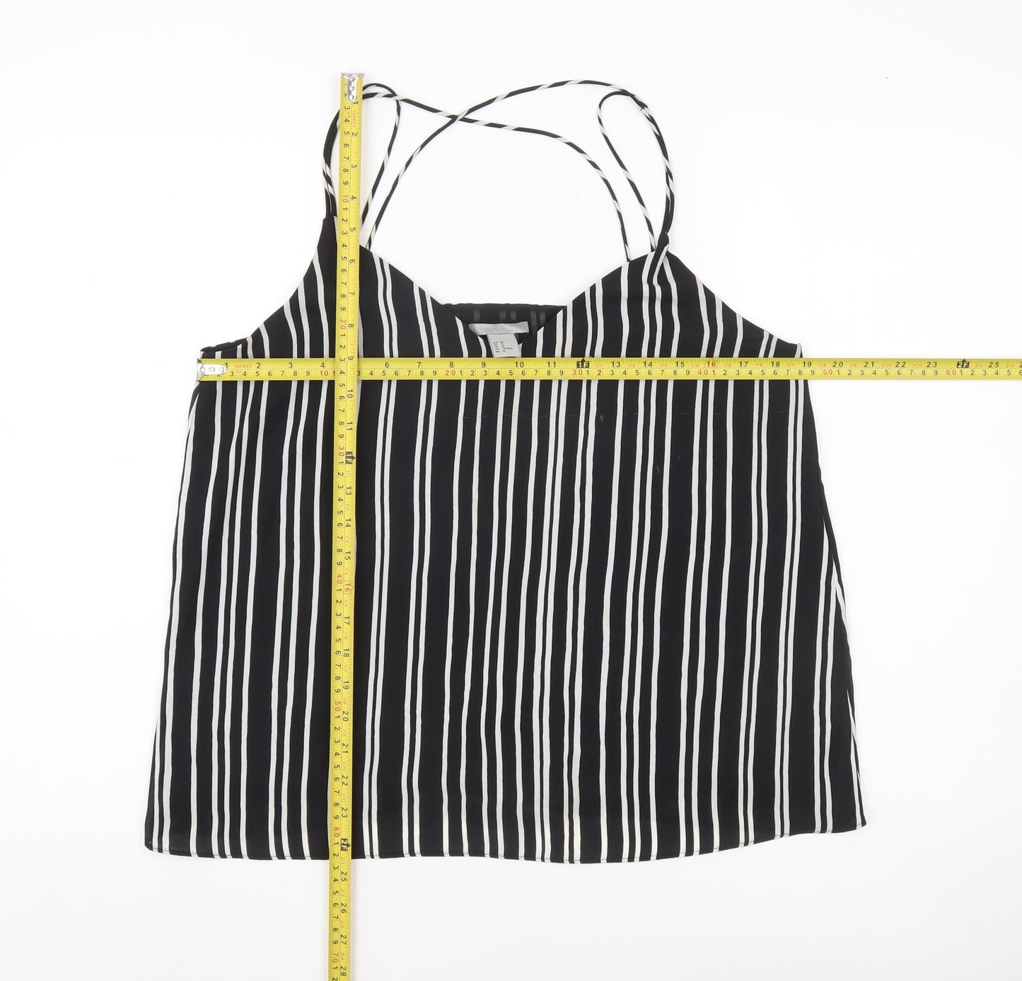 H&M Womens Black Striped Camisole Tank Top Size 12
