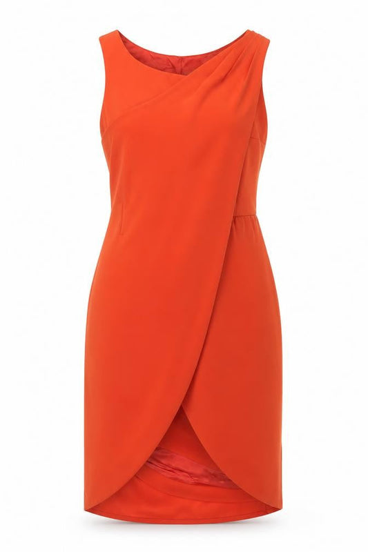Karen Millen Women’s Orange Sleeveless Wrap Dress Size 10