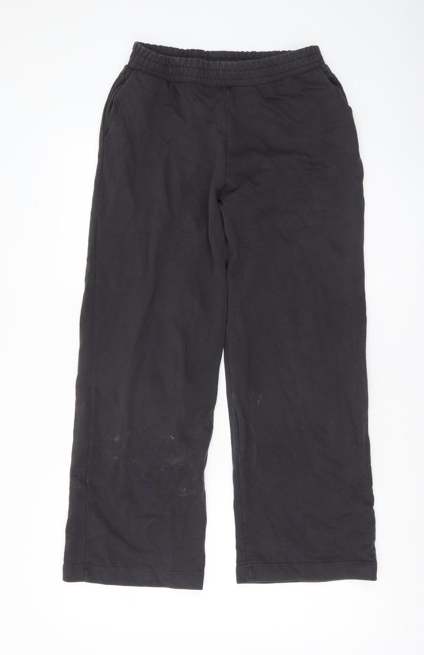 Zara Women Black Cotton Relaxed Fit Straight Trousers Size S