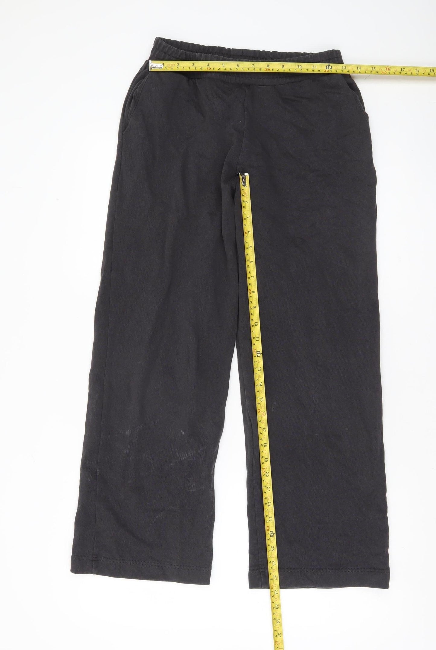 Zara Women Black Cotton Relaxed Fit Straight Trousers Size S