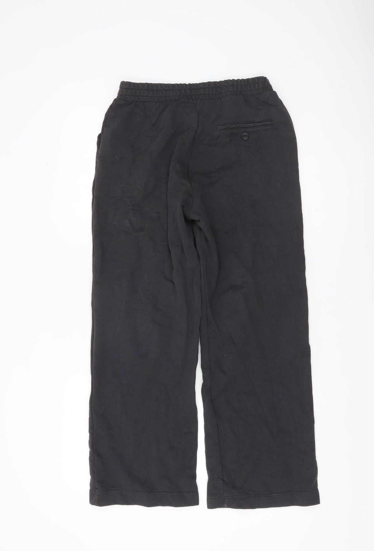 Zara Women Black Cotton Relaxed Fit Straight Trousers Size S