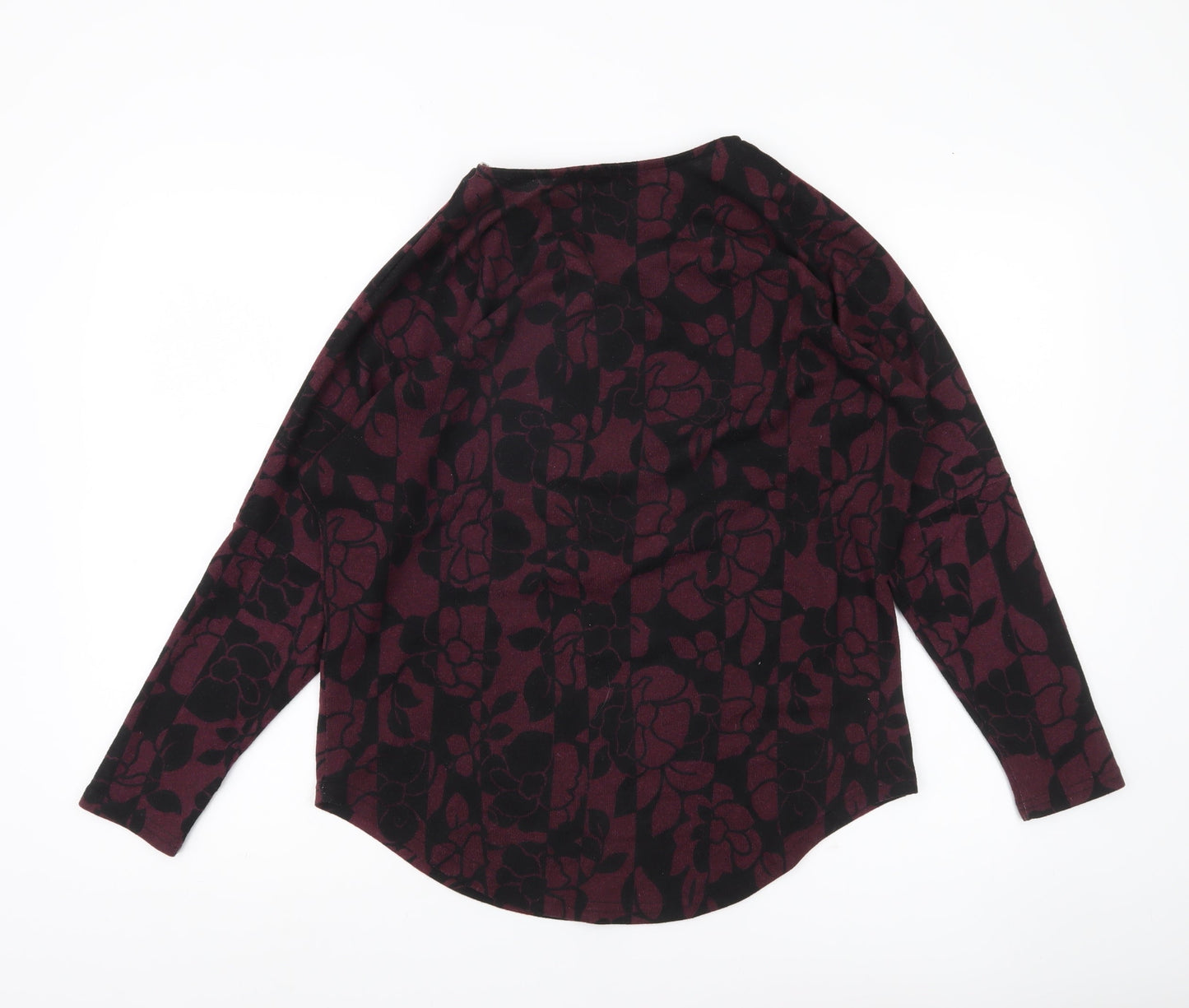 Roman Womens Purple Floral Full Zip Jumper Size 10 V-Neck Long Sleeve