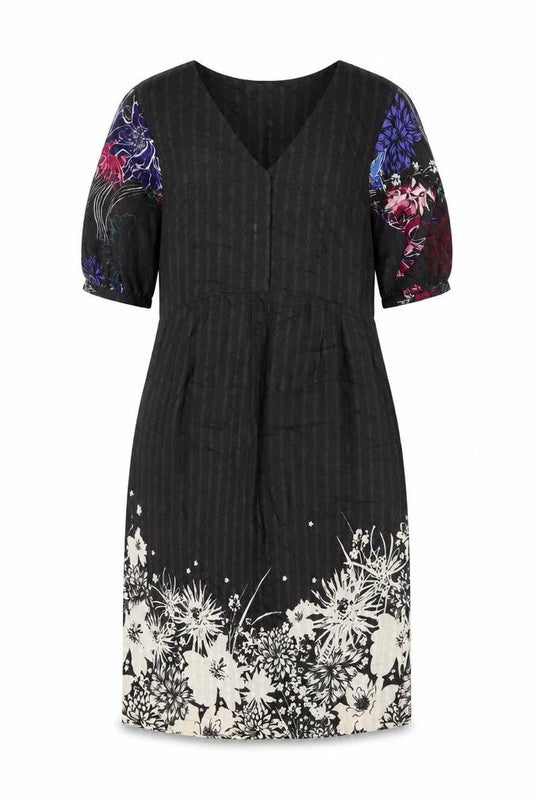 White Stuff Women’s Black Floral Shift Dress Size 14 Viscose