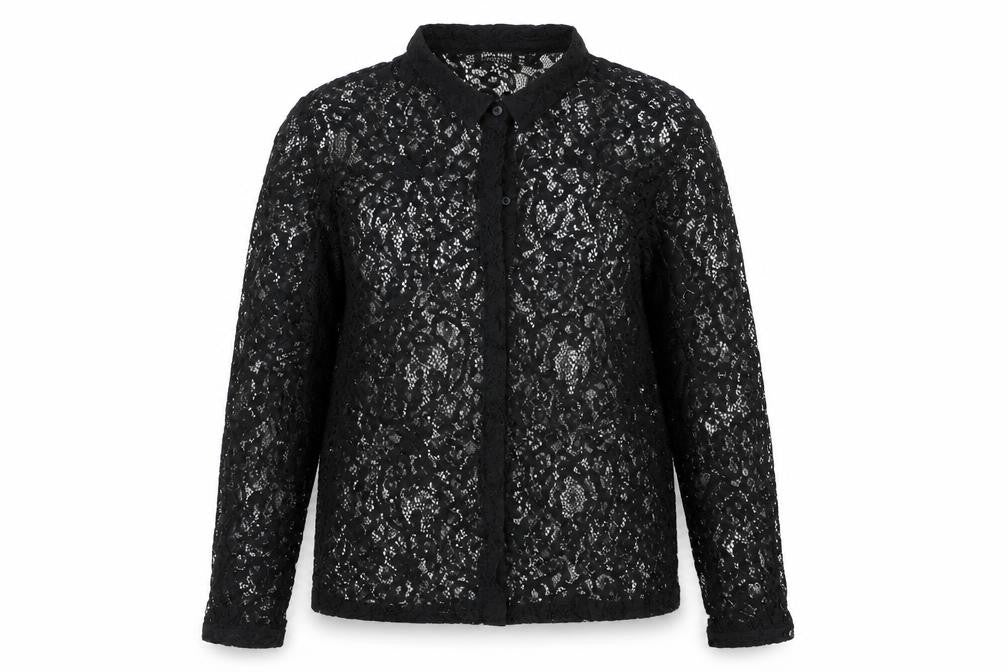 Zara Women’s Black Lace Collared Long Sleeve Blouse Size 12