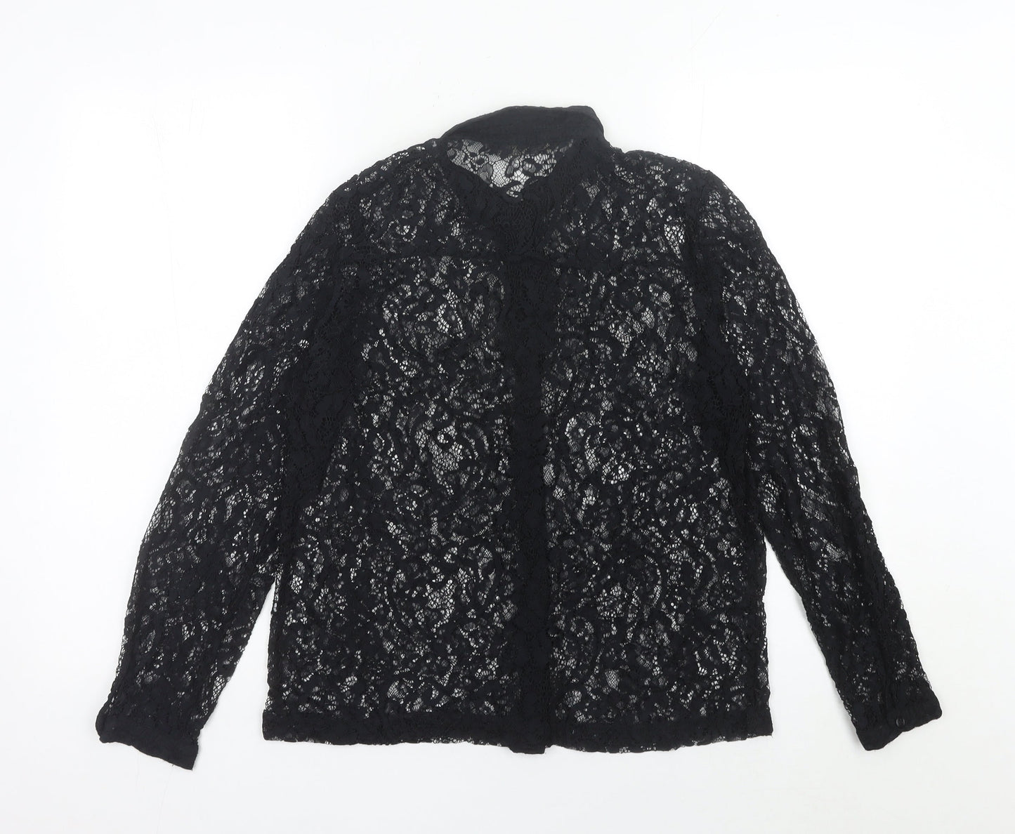 Zara Women’s Black Lace Collared Long Sleeve Blouse Size 12