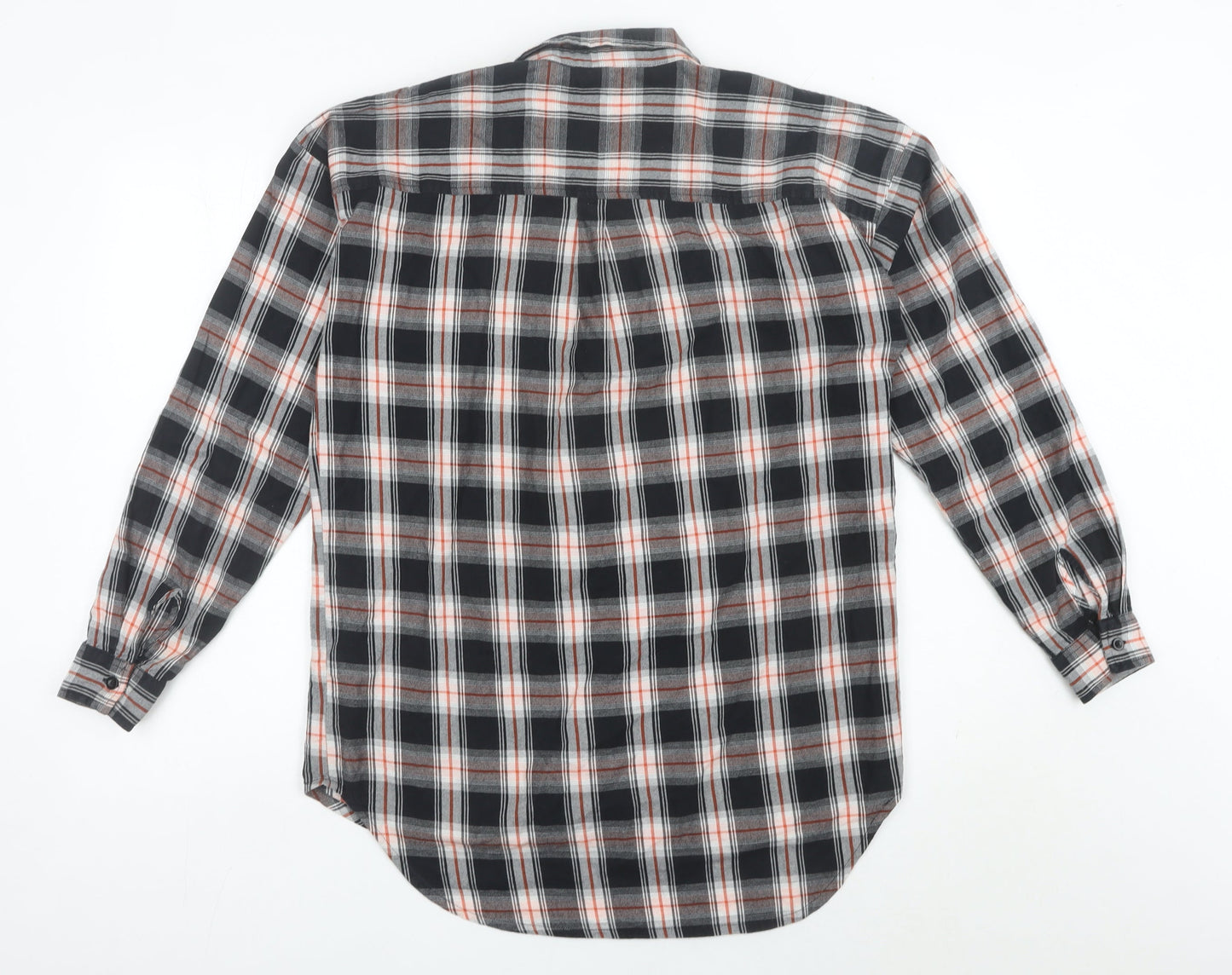 Next Womens Black Plaid Flannel Button-Up Shirt Size 10