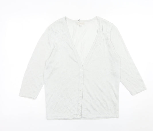 Lakeland Womens Silver Cardigan Size 14 Viscose Blend 3/4 Sleeve