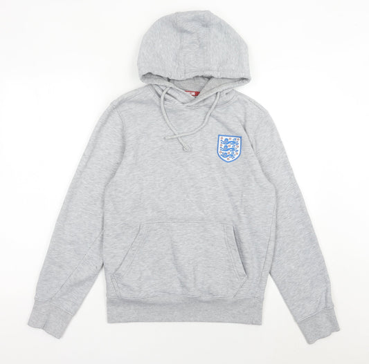 England Mens Grey Pullover Hoodie S Embroidered Logo Football Fleece