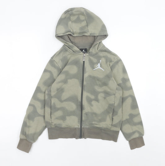 Jordan Boys Green Camouflage Full Zip Hoodie 10-12 Yrs Basketball Logo