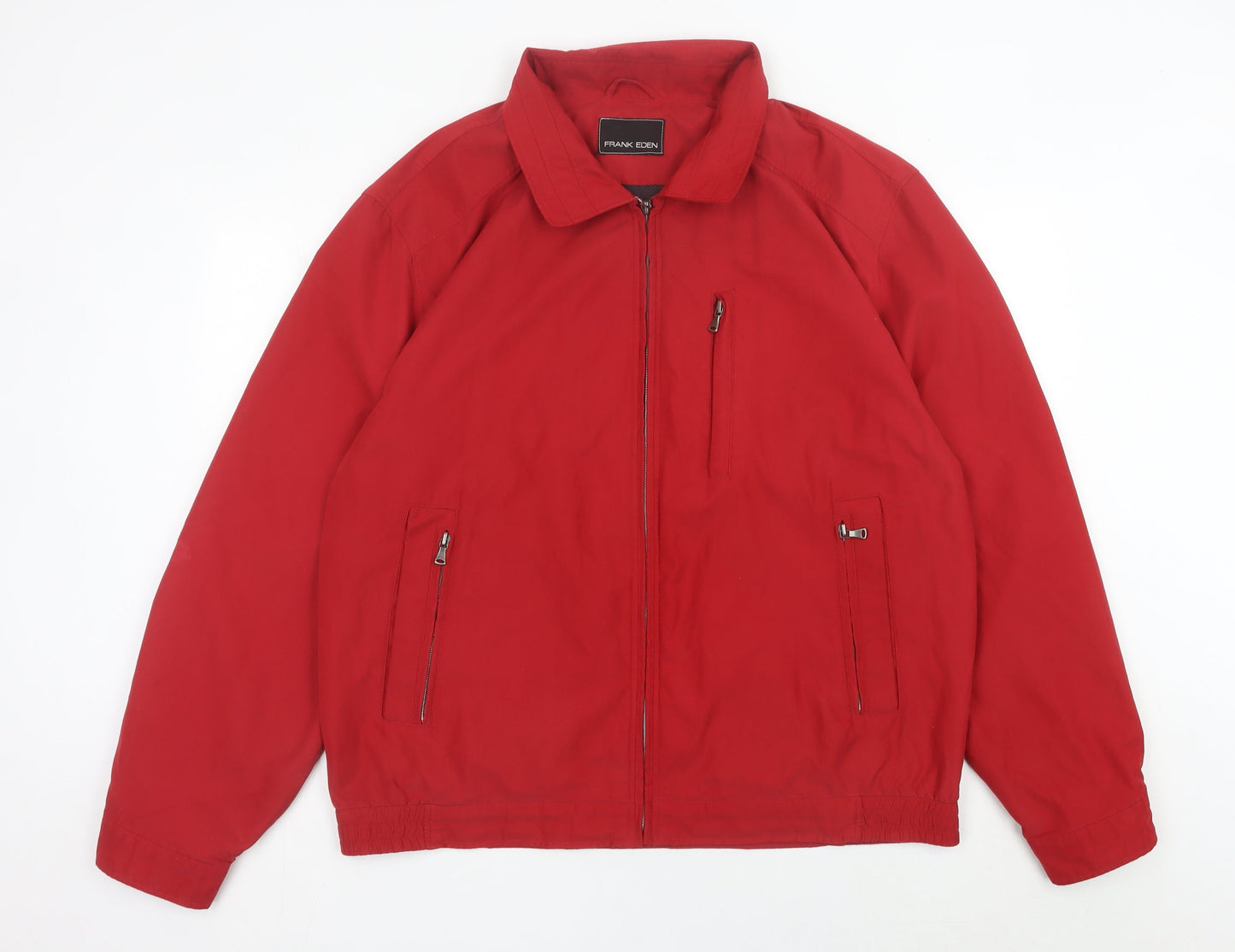 Frank Eden Men's Red Size 46 Polyester Zip Casual Jacket