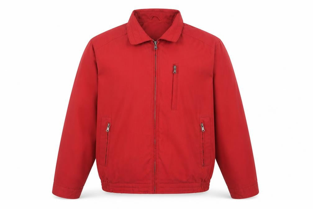 Frank Eden Men's Red Size 46 Polyester Zip Casual Jacket