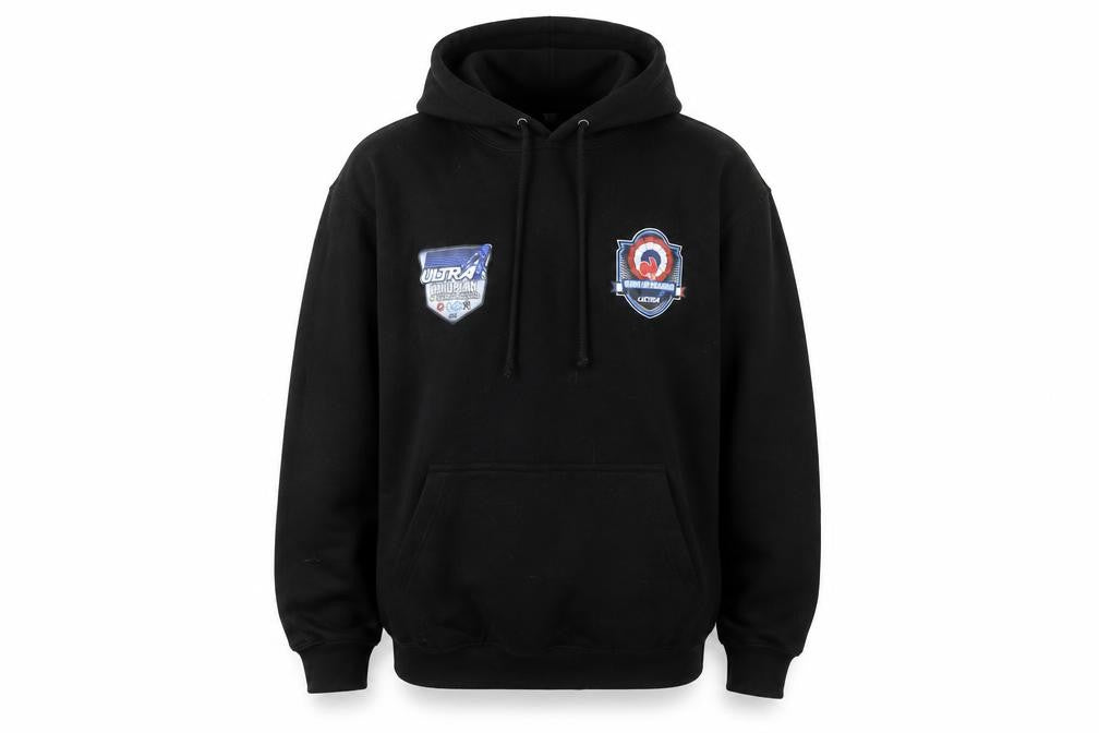JustHoods Men’s Black Pullover Hoodie Medium Racing Graphic Print