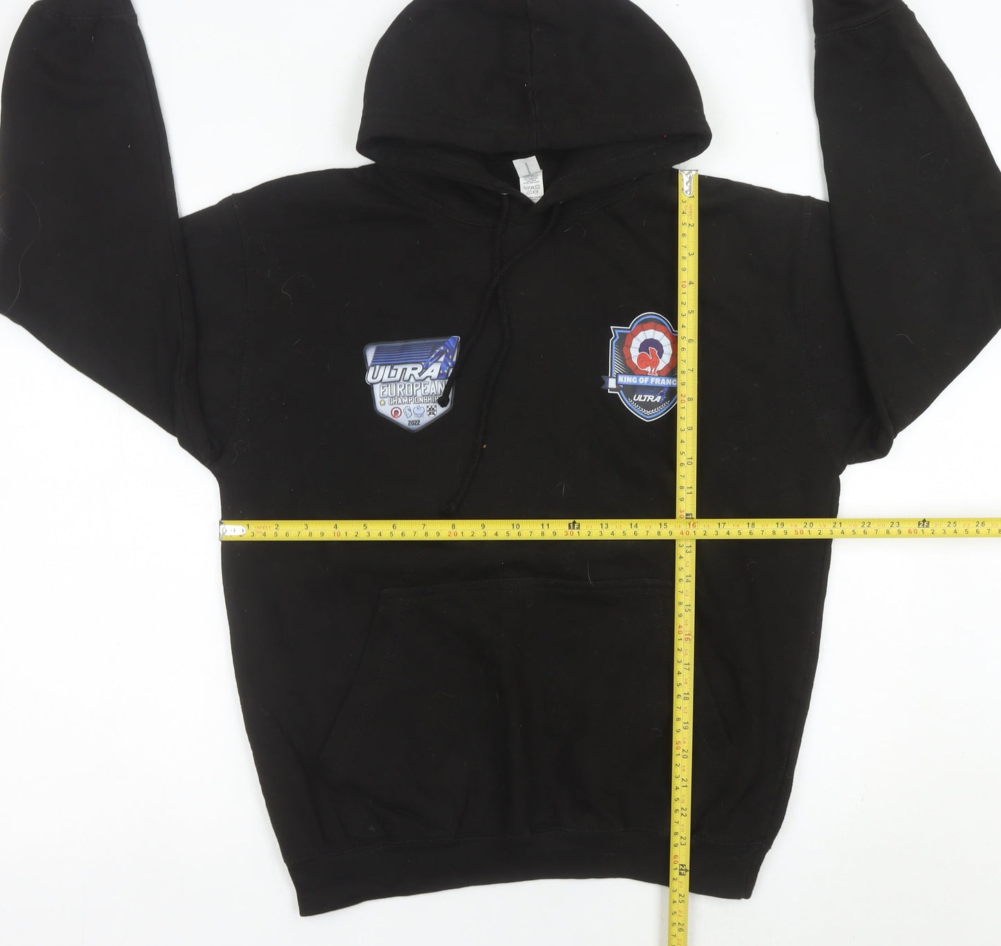JustHoods Men’s Black Pullover Hoodie Medium Racing Graphic Print